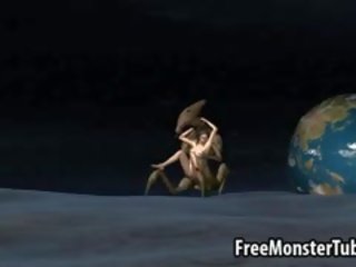 3d deity scopata su il luna da un alieno mostro