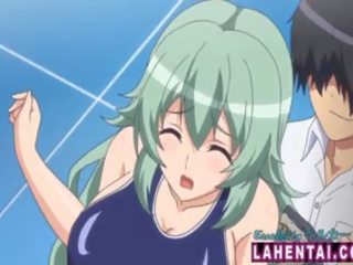 Hentai goddess in swimsuit gets fingered and analed
