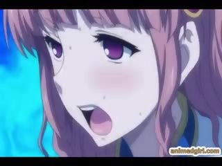Sterczące japońskie anime dziewczyna grupowe i na twarz sperma