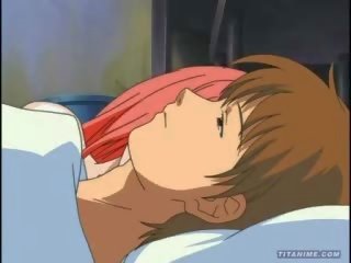 Bájos hentai anime ágy hotties szögezték nastily
