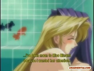Lesbisk anime coeds gruppe x karakter klipp i den bad