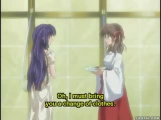 Pleasant hentai anime mademoiselle spanked në një dush