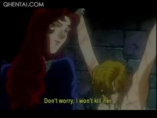 Hentai ekkel tenåring torturing en blond skitten video slave i chains