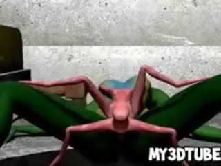 3d green エイリアン 受け ファック ハード バイ a spider